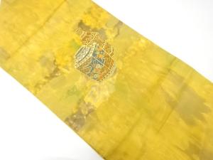 霞に花瓶模様織り出し　名古屋帯